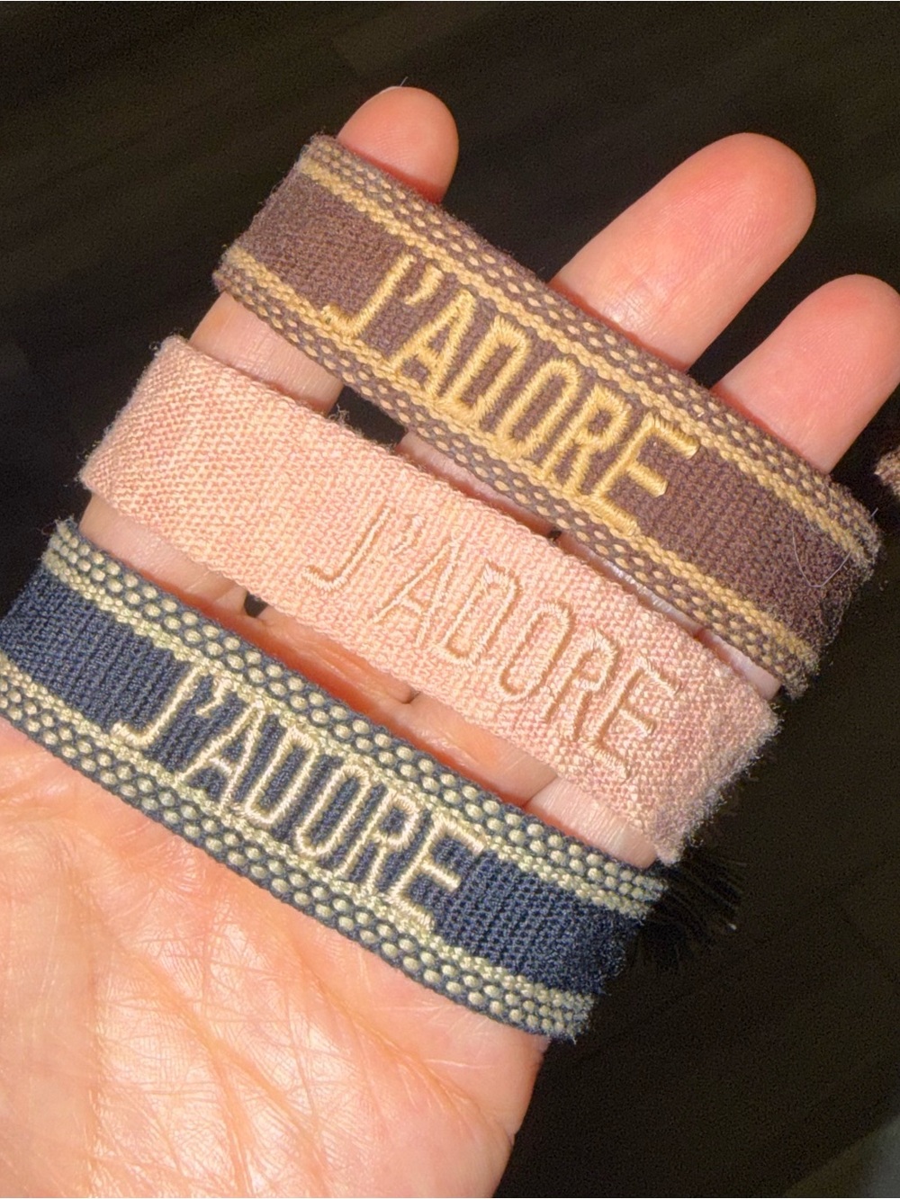 J'Adore Bracelets 3 Set - Pink, Brown & Navy